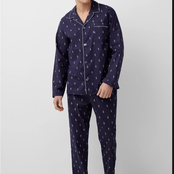 NWOT Polo by Ralph Lauren Navy Pajama Set with Repeat Logo Top XL bottom 2XL - Picture 3 of 12